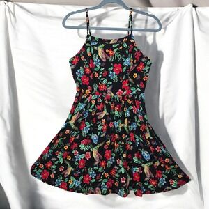 Old Navy Woman SP Floral Print Sundress Sleeveless Casual Dress Black Multicolor